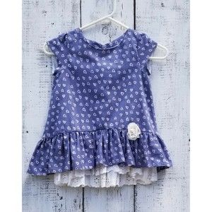 Pippa & Julie Blue Heart Pattern Lace Tunic Dress Size 6X